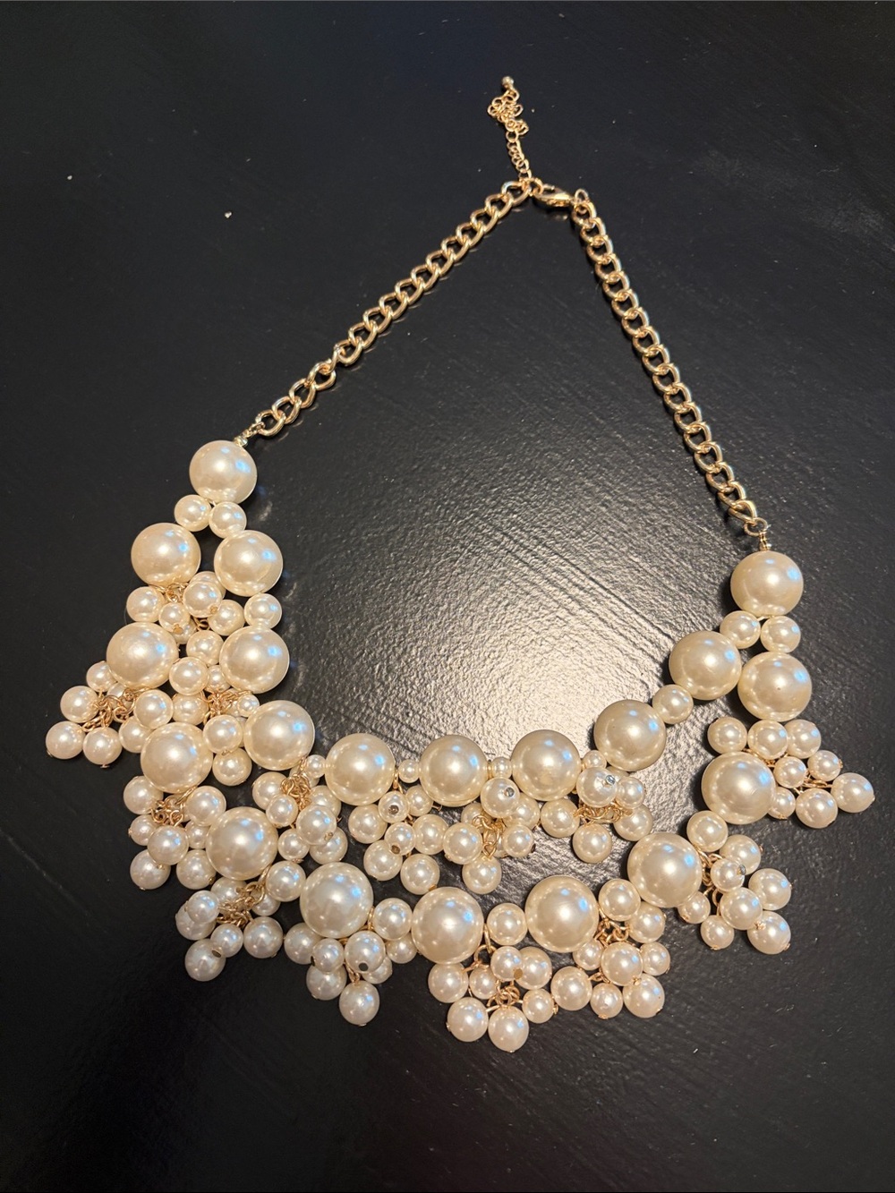 Statement Pearl Cluster Necklace - Gold Chain